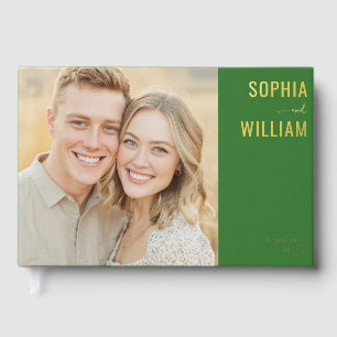 Cheerful Green Modern Photo Guest Book