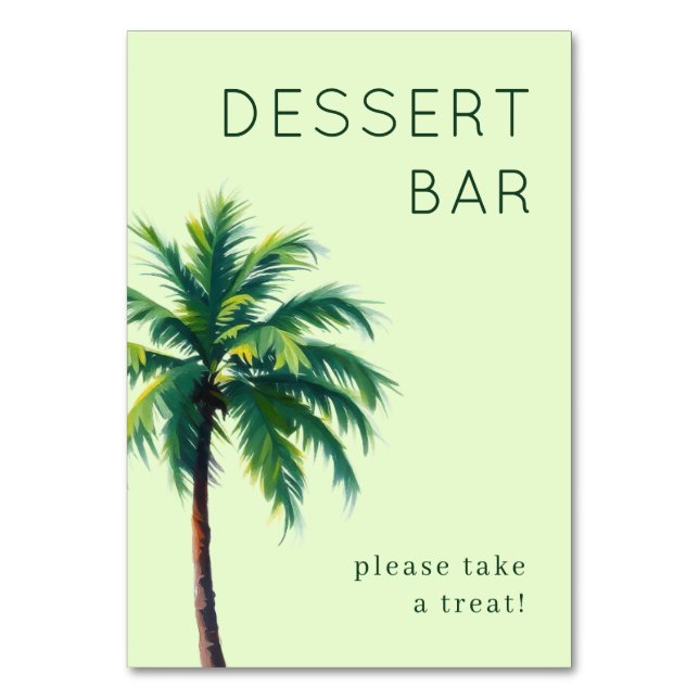 Cheerful Green Tropical Palm Tree Table Number (Front)