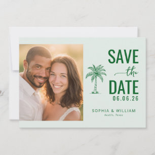 Cheerful Green Tropical Photo Save The Date