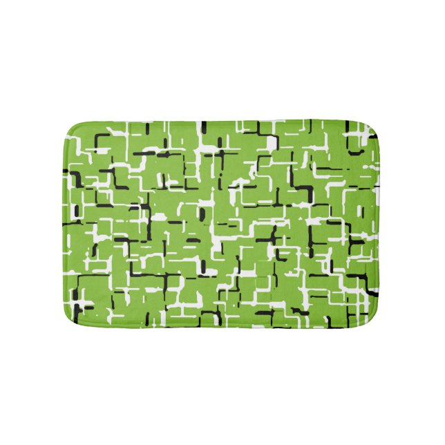 Cheerful Green/White/Black Trendy Bath Mat (Front)