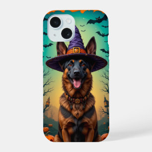 ✨ Cheerful Halloween Shepherd Glow 🐾 Spooky Cute iPhone 15 Case