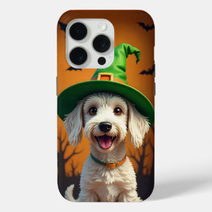 Cheerful halloween white dog iPhone 15 pro case