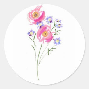 Cheerful Hand Drawn Daisies Classic Round Sticker