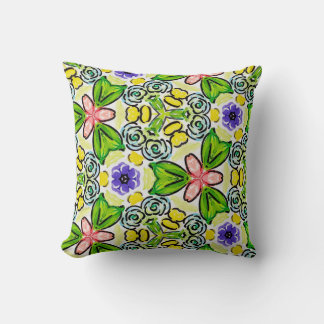 Cheerful handpainted patterns reversible cushion