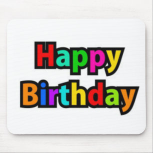 Cheerful Happy Birthday Text Mouse Pad