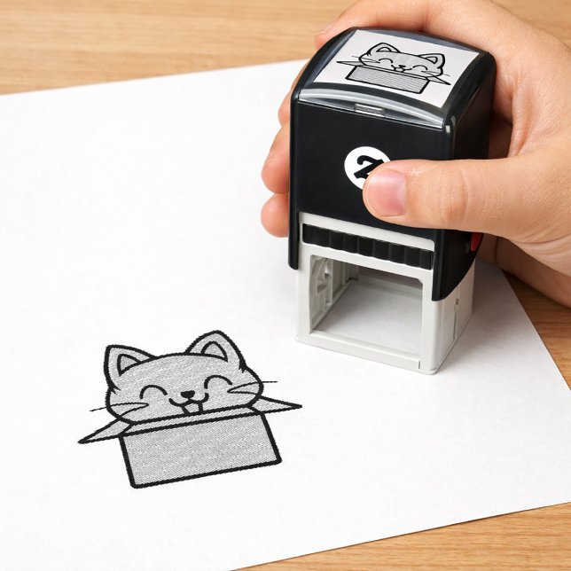 Cheerful Happy Cat Box Self-Inking Stamp (Cheerful Happy Cat Box Self-Inking Stamp. self-inking stamp)