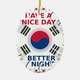 Cheerful "Have a Nice Day" Korean Flag Art design Ceramic Tree Decoration