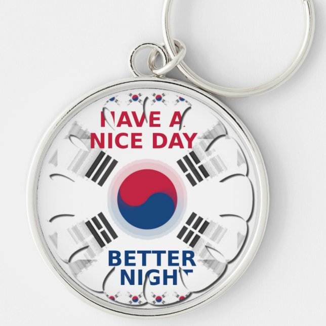 Cheerful "Have a Nice Day" Korean Flag Art design Key Ring (Front)