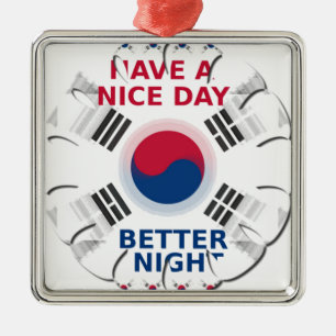 Cheerful "Have a Nice Day" Korean Flag Art design Metal Tree Decoration