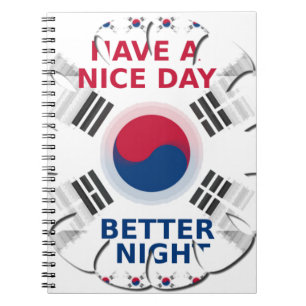 Cheerful "Have a Nice Day" Korean Flag Art design Spiral Notebook
