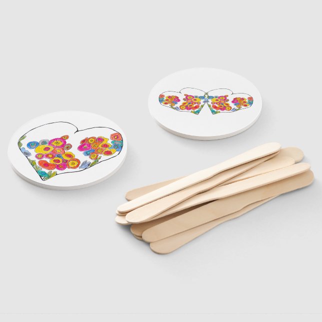 Cheerful Heart by Lydia's Art Sangria Hand Fan (Non-assembled)