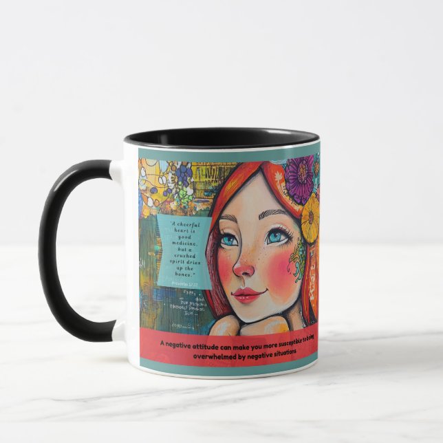 Cheerful Heart Proverbs 17:22 Inspirational Mug (Left)