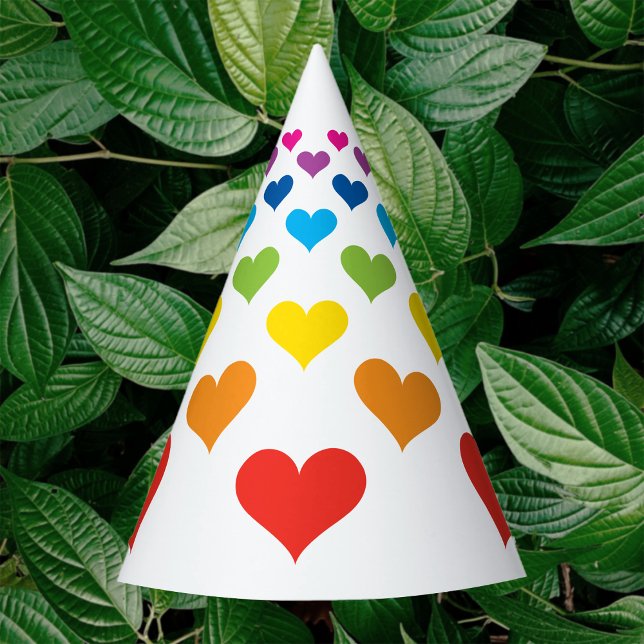 Cheerful hearts party hat (Rainbow Hearts Party Hat)