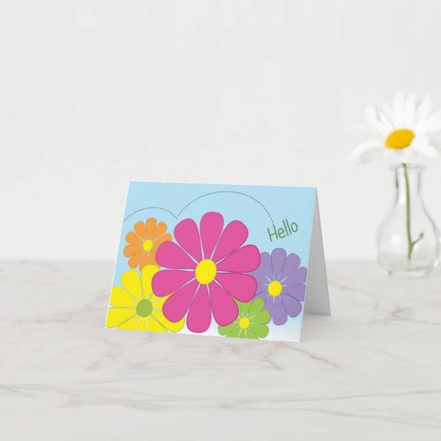 Cheerful Hello Flowers Note Card (Small Plant)