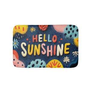 Cheerful "Hello Sunshine" Greeting  Bath Mat