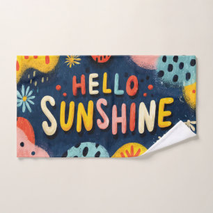 Cheerful "Hello Sunshine" Greeting Hand Towel