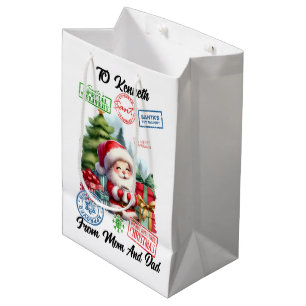 Cheerful Holiday Sticker Santa  Medium Gift Bag