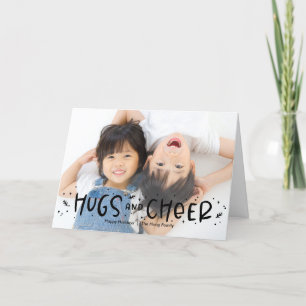 Cheerful Hug Editable Colour Holiday Photo Card