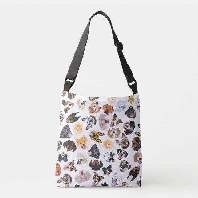 Cheerful Illustration with dogs Crossbody Bag (Front)