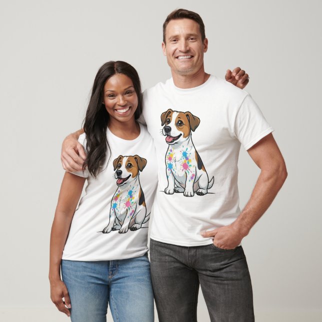 Cheerful Jack Russell Splatter Fun T-Shirt (Unisex)