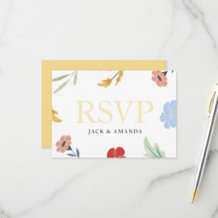 Cheerful Joyful Colourful Floral RSVP Response Car