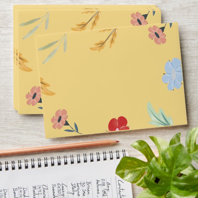 Cheerful Joyful Colourful Floral Wedding Envelopes (Stacked)