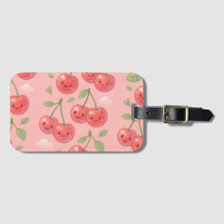 Cheerful Kawaii Cherry Pattern Illustration Luggage Tag