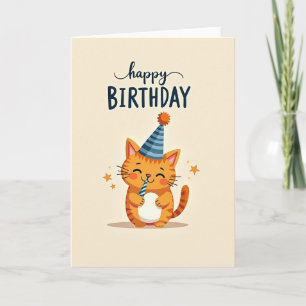 Cheerful Kitty Birthday Card