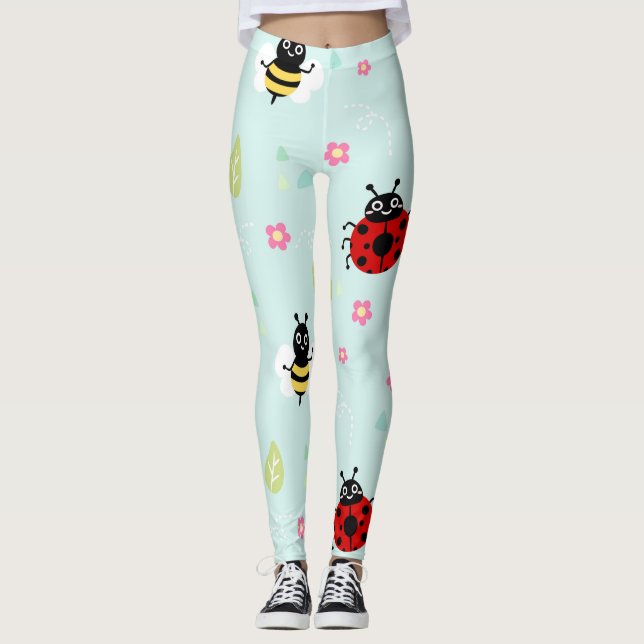 Cheerful Ladybug Design Leggings (Front)