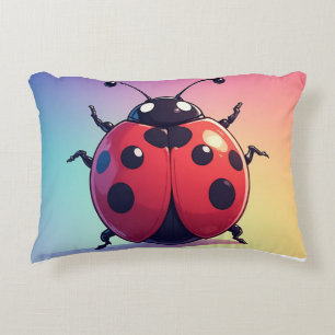 Cheerful Ladybug Rainbow Playful Kids Room Decor Decorative Cushion