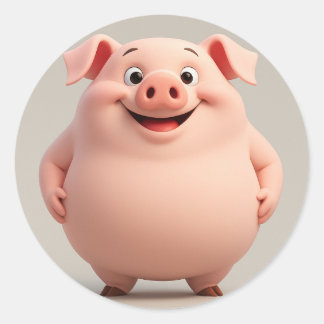 Cheerful Laughing Cartoon Pig Sticker