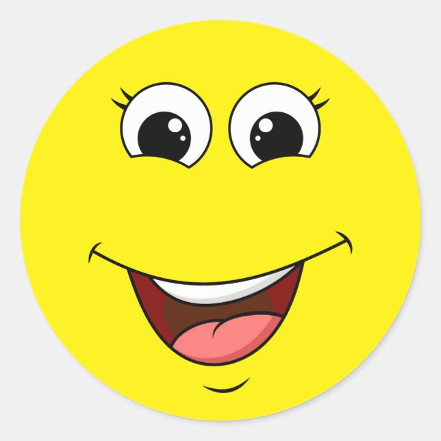 cheerful laughing face classic round sticker (Front)