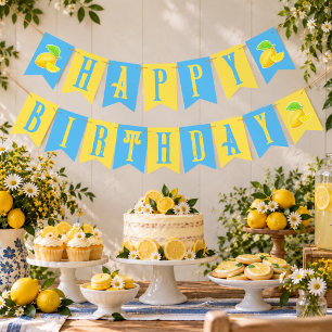 Cheerful Lemon Happy Birthday Yellow and Blue Bunting