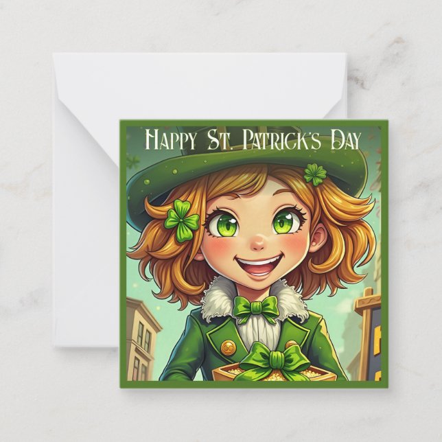 Cheerful Leprechaun - St. Patrick's Day Lucky Char Card (Front)
