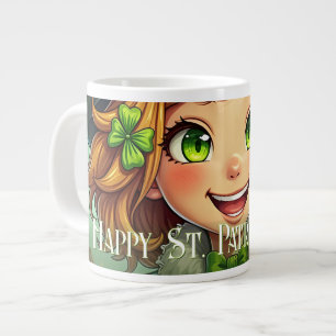 Cheerful Leprechaun - St. Patrick's Day Lucky Char Large Coffee Mug