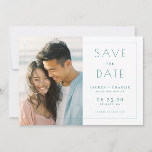 Cheerful Light Blue Minimalist Photo Save The Date