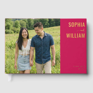 Cheerful Magenta Modern Photo Guest Book