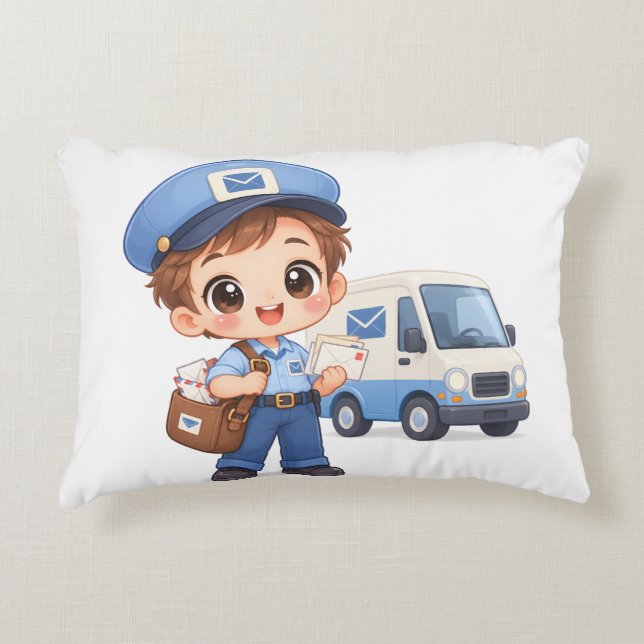 Cheerful Mail Carrier Decorative Cushion (Front)