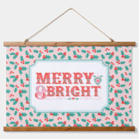 Cheerful Merry & Bright | Retro Pink and Red Holly