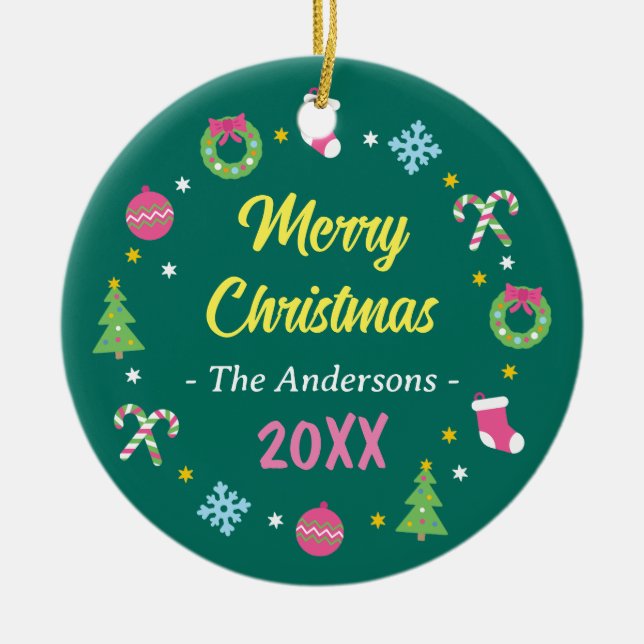 Cheerful merry Christmas Ceramic Tree Decoration (Front)