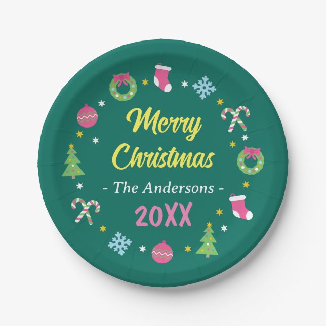 Cheerful merry Christmas Paper Plate (Front)
