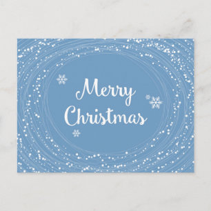 Cheerful Merry Christmas Snow Stars Blue White Holiday Postcard