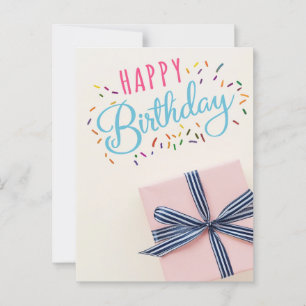 Cheerful Minimalist Birthday Card with Gift Box