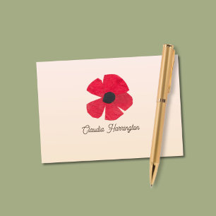 Cheerful Modern Red Poppy Hand-Illustrated Thank You Card