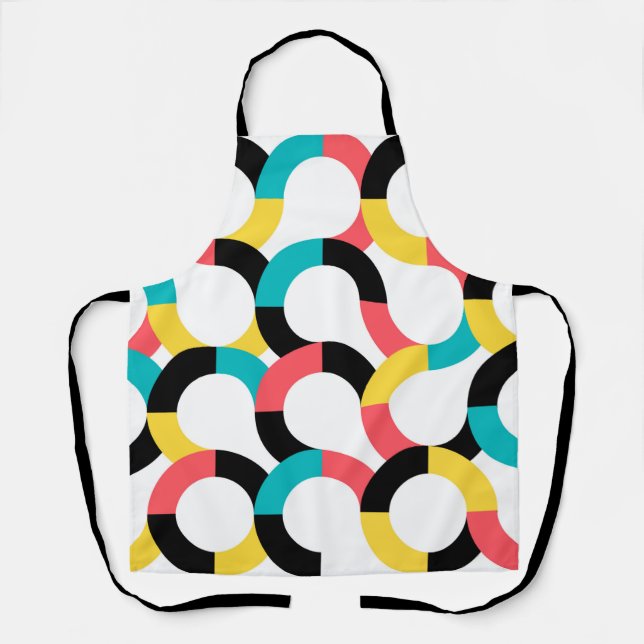 Cheerful, modern trendy circular geometric pattern apron (Front)