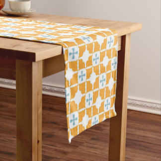 Cheerful Moroccan Spanish Tile Seamless Short Table Runner