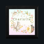 Cheerful Musical Baby Woodland Animal     Gift Box<br><div class="desc">Cheerful Woodland-themed featuring cute baby animals playing musical instruments with colourful watercolor flowers and green foliage. Personalise your kid's name easily with the "Personalise" button. Do Check out all matching items available in store.</div>