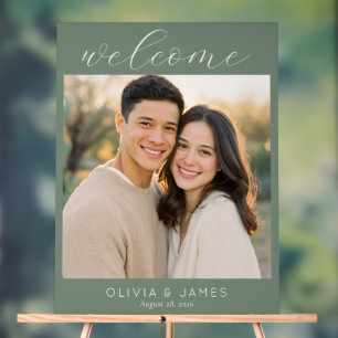 Cheerful Muted Green Minimalist Photo Acrylic Sign