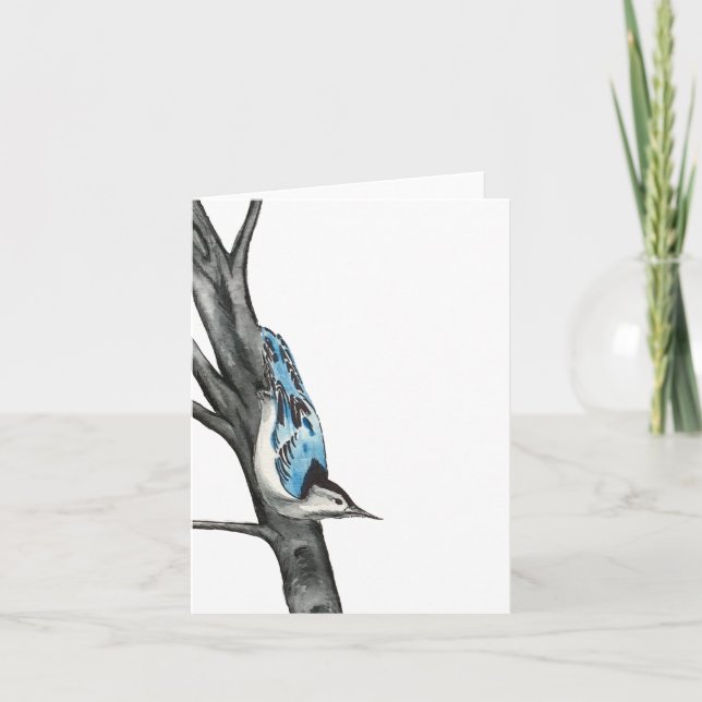 Cheerful Nuthatch Folded Note Card (Front)