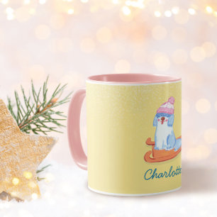 Cheerful Old English Sheepdog Name Yellow Mug